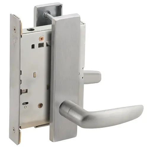 Full Dummy Mortise Trim with Lock Case with 07 Lever and L Escutcheon Satin Stainless Steel Finish