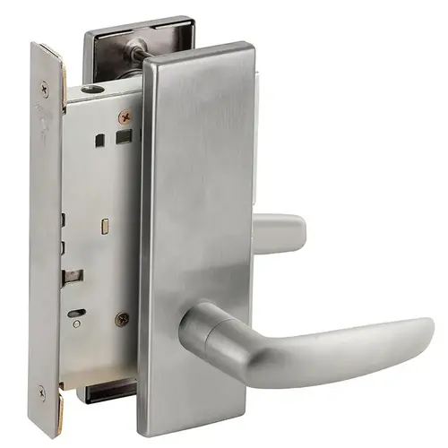 Full Dummy Mortise Trim with Lock Case with 07 Lever and N Escutcheon Satin Chrome Finish