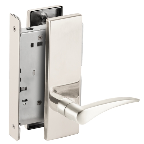 Right Hand Half Dummy Mortise Trim with Lock Case with 12 Lever and N Escutcheon Bright Stainless Steel Finish