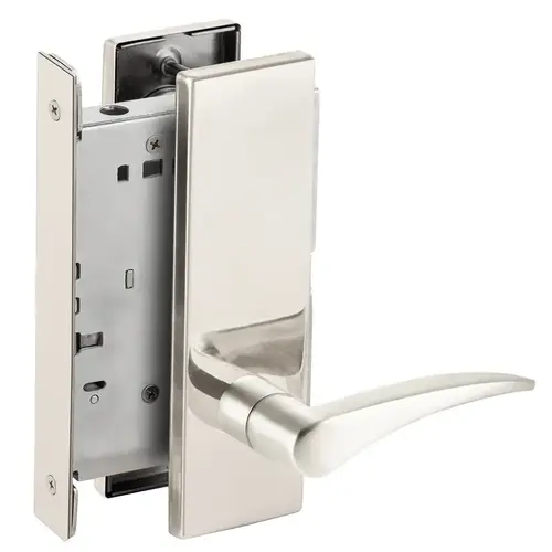 Left Hand Half Dummy Mortise Trim with Lock Case with 12 Lever and N Escutcheon Bright Stainless Steel Finish