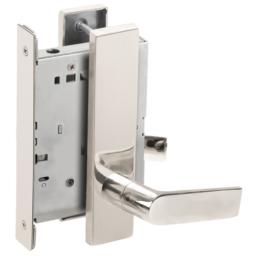 Full Dummy Mortise Trim with Lock Case with 01 Lever and L Escutcheon Bright Chrome Finish