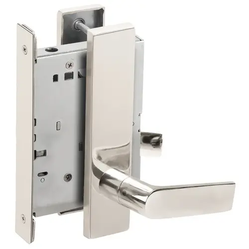 Full Dummy Mortise Trim with Lock Case with 01 Lever and L Escutcheon Bright Stainless Steel Finish