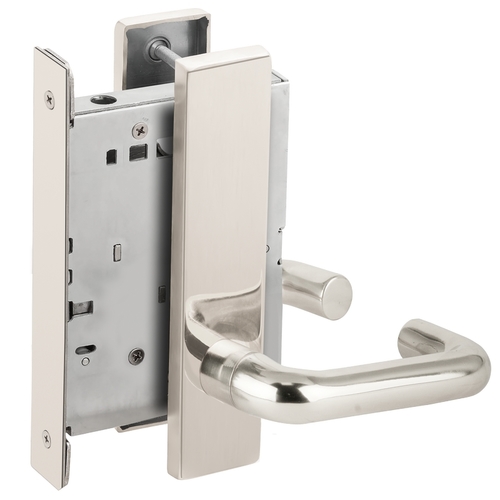 Full Dummy Mortise Trim with Lock Case with 03 Lever and L Escutcheon Bright Stainless Steel Finish