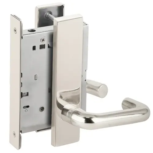 Full Dummy Mortise Trim with Lock Case with 03 Lever and L Escutcheon Bright Chrome Finish