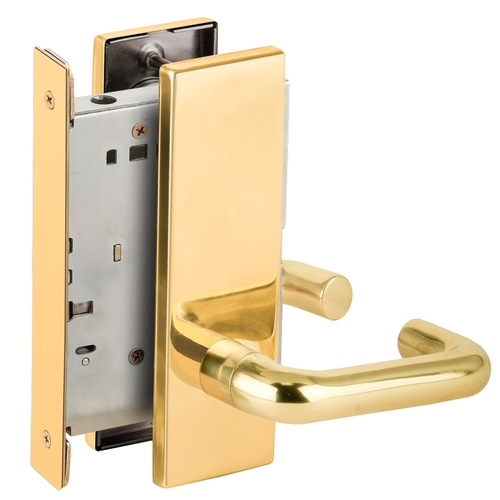 Full Dummy Mortise Trim with Lock Case with 03 Lever and N Escutcheon Bright Brass Finish