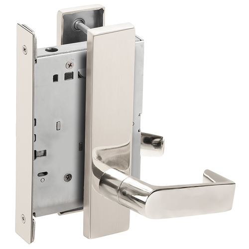 Full Dummy Mortise Trim with Lock Case with 06 Lever and L Escutcheon Bright Chrome Finish