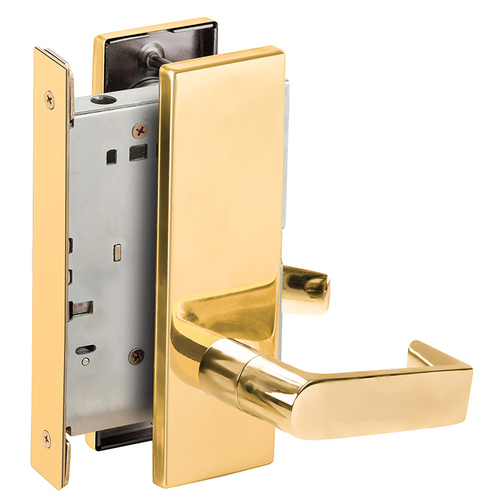 Full Dummy Mortise Trim with Lock Case with 06 Lever and N Escutcheon Satin Brass Finish