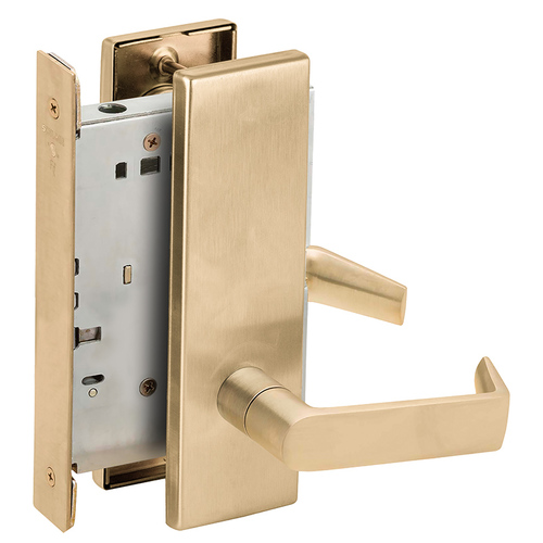 Full Dummy Mortise Trim with Lock Case with 06 Lever and N Escutcheon Satin Brass Finish