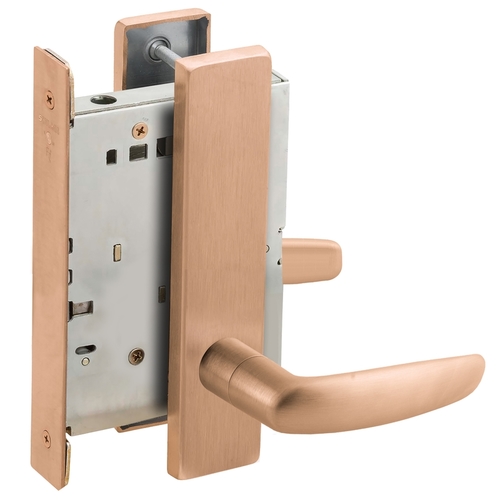 Full Dummy Mortise Trim with Lock Case with 07 Lever and L Escutcheon Satin Bronze Finish