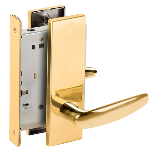 Full Dummy Mortise Trim with Lock Case with 07 Lever and N Escutcheon Bright Brass Finish