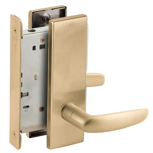 Full Dummy Mortise Trim with Lock Case with 07 Lever and N Escutcheon Satin Brass Finish