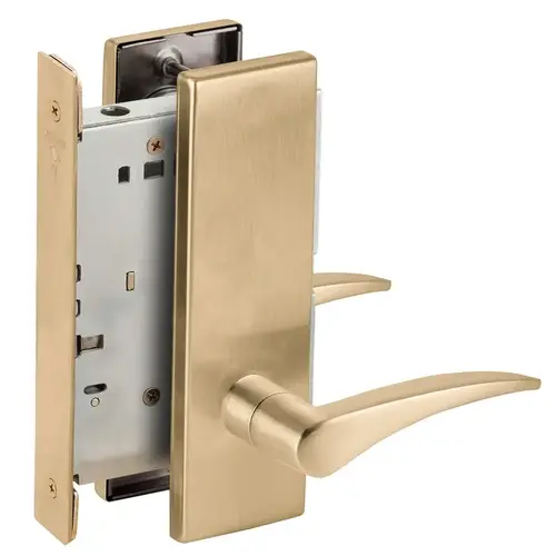 Full Dummy Mortise Trim with Lock Case with 12 Lever and N Escutcheon Right Hand Satin Bronze Finish