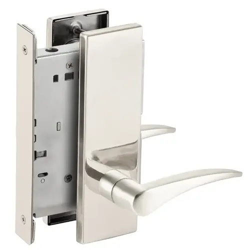 Full Dummy Mortise Trim with Lock Case with 12 Lever and N Escutcheon Right Hand Bright Chrome Finish