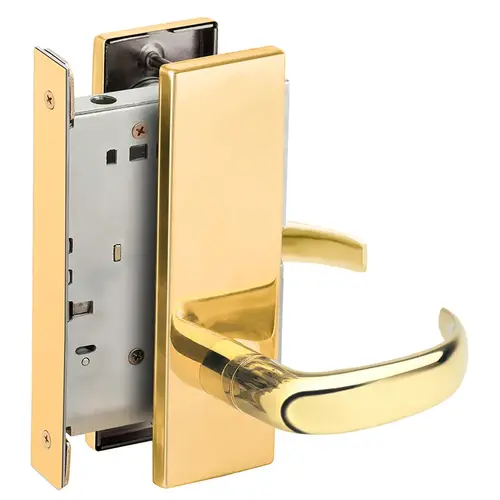 Full Dummy Mortise Trim with Lock Case with 17 Lever and N Escutcheon Bright Brass Finish