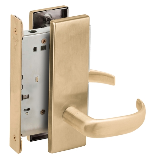 Full Dummy Mortise Trim with Lock Case with 17 Lever and N Escutcheon Satin Brass Finish