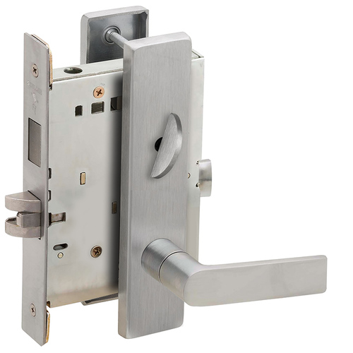 Privacy with Deadbolt Mortise Lock C Keyway with 01 Lever and L Escutcheon Satin Stainless Steel Finish