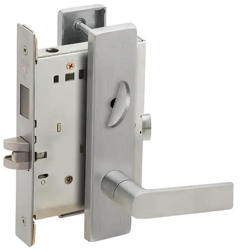 Privacy with Deadbolt Mortise Lock C Keyway with 01 Lever and L Escutcheon Satin Chrome Finish