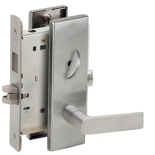 Privacy with Deadbolt Mortise Lock C Keyway with 01 Lever and N Escutcheon Satin Chrome Finish