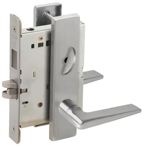 Privacy with Deadbolt Mortise Lock C Keyway with 05 Lever and L Escutcheon Satin Stainless Steel Finish