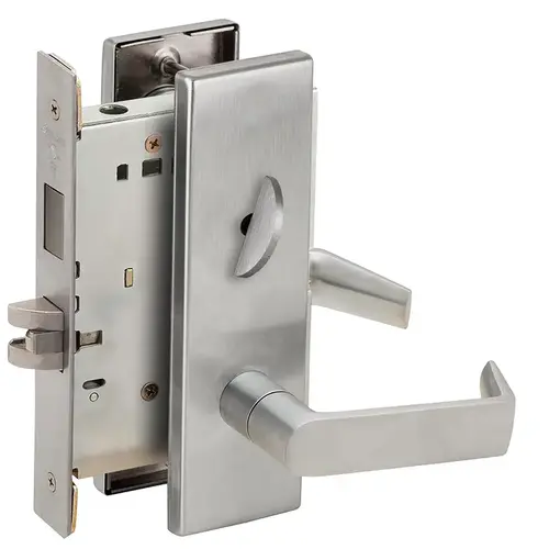 Privacy with Deadbolt Mortise Lock C Keyway with 06 Lever and N Escutcheon Satin Chrome Finish