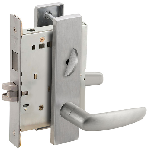 Privacy with Deadbolt Mortise Lock C Keyway with 07 Lever and L Escutcheon Satin Chrome Finish