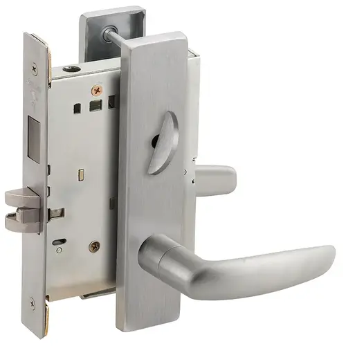 Privacy with Deadbolt Mortise Lock C Keyway with 07 Lever and L Escutcheon Satin Stainless Steel Finish