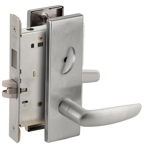 Privacy with Deadbolt Mortise Lock C Keyway with 07 Lever and N Escutcheon Satin Chrome Finish