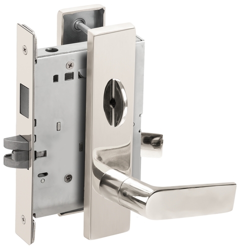 Privacy with Deadbolt Mortise Lock C Keyway with 01 Lever and L Escutcheon Bright Chrome Finish