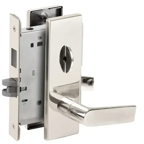 Privacy with Deadbolt Mortise Lock C Keyway with 01 Lever and N Escutcheon Bright Chrome Finish