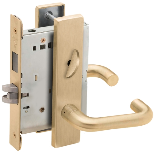 Privacy with Deadbolt Mortise Lock C Keyway with 03 Lever and L Escutcheon Satin Brass Finish