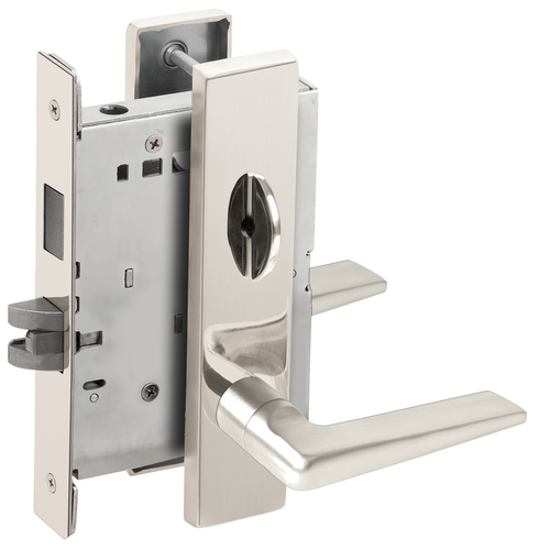 Privacy with Deadbolt Mortise Lock with 05 Lever and L Escutcheon Bright Stainless Steel Finish