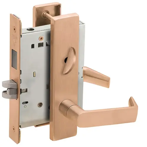 Privacy with Deadbolt Mortise Lock C Keyway with 06 Lever and L Escutcheon Satin Bronze Finish