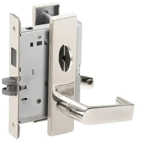 Privacy with Deadbolt Mortise Lock C Keyway with 06 Lever and L Escutcheon Bright Chrome Finish