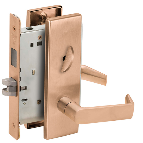 Privacy with Deadbolt Mortise Lock C Keyway with 06 Lever and N Escutcheon Satin Bronze Finish