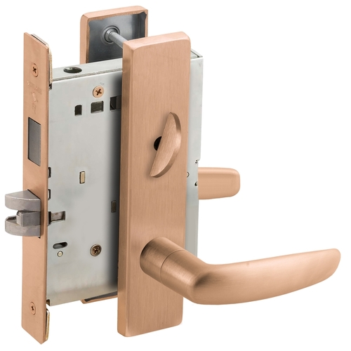 Privacy with Deadbolt Mortise Lock C Keyway with 07 Lever and L Escutcheon Satin Bronze Finish