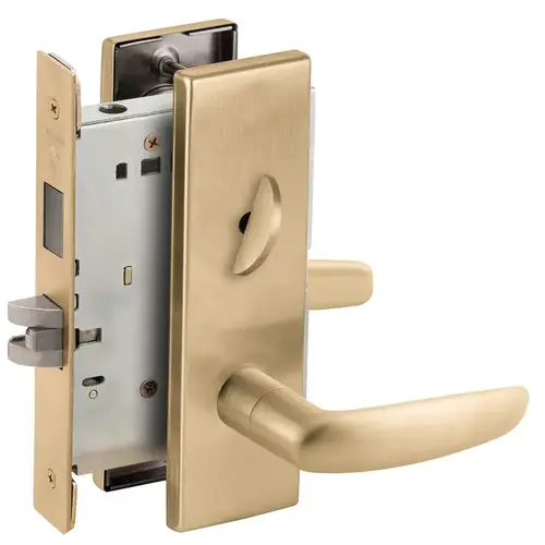 Privacy with Deadbolt Mortise Lock C Keyway with 07 Lever and N Escutcheon Satin Brass Finish