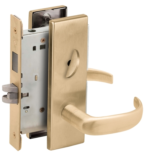 Privacy with Deadbolt Mortise Lock C Keyway with 17 Lever and N Escutcheon Satin Brass Finish