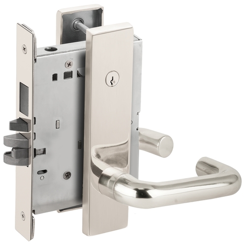 Right Hand Faculty Restroom Mortise Lock with Concealed Cylinder with 03 Lever and L Escutcheon Bright Chrome Finish