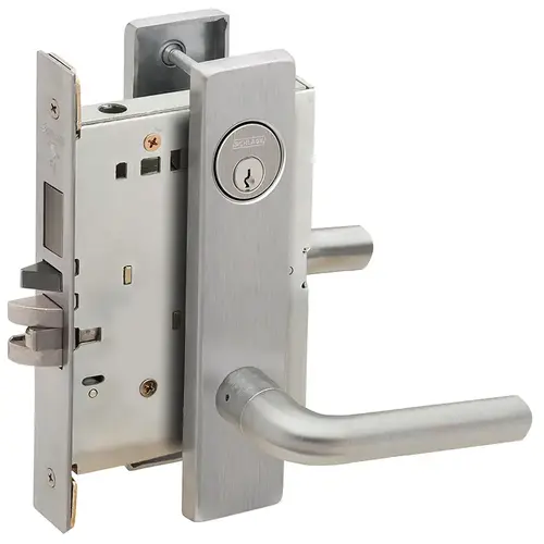 Faculty Restroom Mortise Lock C Keyway with 02 Lever and L Escutcheon Right Hand Satin Stainless Steel Finish