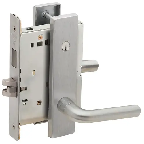 Classroom Security with Deadbolt Mortise Lock with Concealed Cylinder with 02 Lever and L Escutcheon Satin Chrome Finish