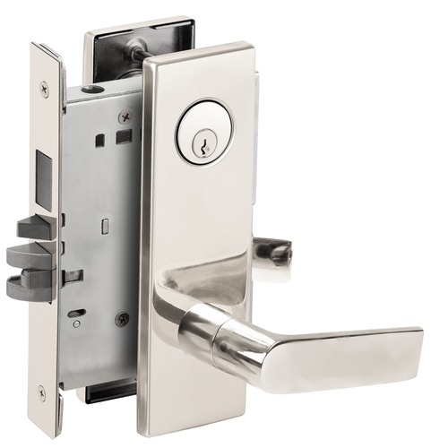 Faculty Restroom Mortise Lock C Keyway with 01 Lever and N Escutcheon Left Hand Bright Chrome Finish