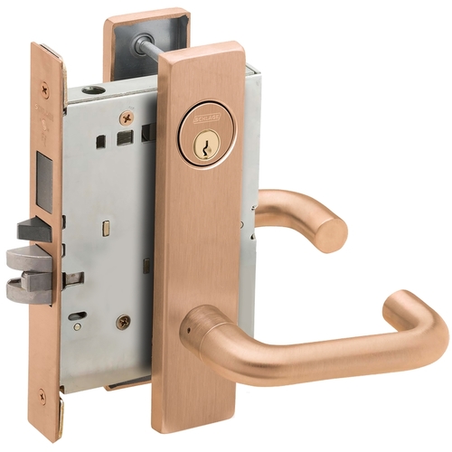 Faculty Restroom Mortise Lock C Keyway with 03 Lever and L Escutcheon Left Hand Satin Bronze Finish