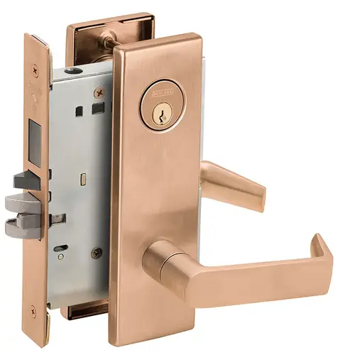 Faculty Restroom Mortise Lock C Keyway with 06 Lever and N Escutcheon Right Hand Satin Bronze Finish