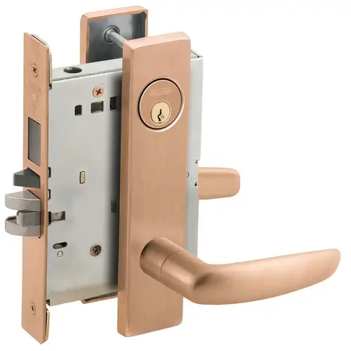 Faculty Restroom Mortise Lock C Keyway with 07 Lever and L Escutcheon Right Hand Satin Bronze Finish