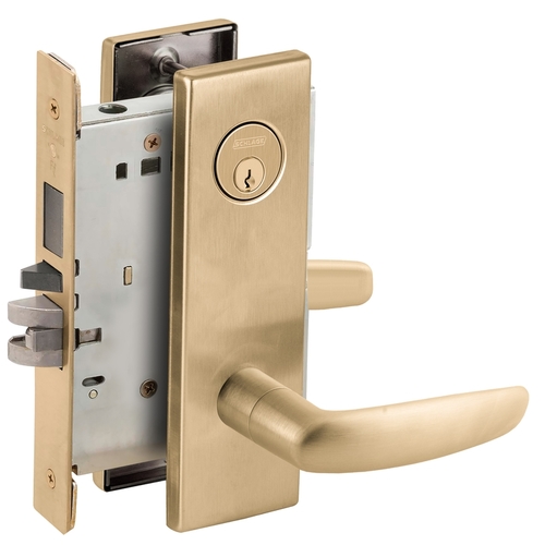 Faculty Restroom Mortise Lock C Keyway with 07 Lever and N Escutcheon Right Hand Satin Brass Finish