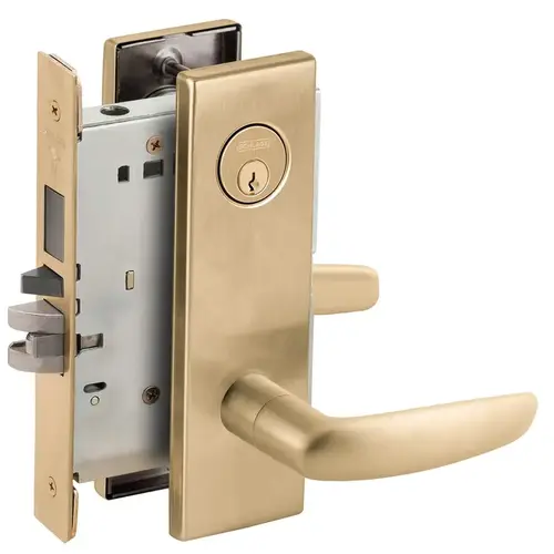 Entry / Office with Deadbolt Mortise Lock C Keyway with 07 Lever and N Escutcheon Satin Brass Finish