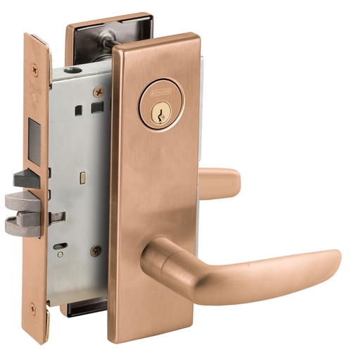 Entry / Office with Deadbolt Mortise Lock C Keyway with 07 Lever and N Escutcheon Satin Bronze Finish