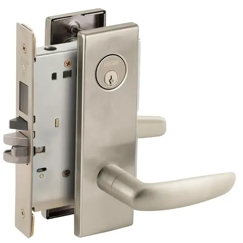 Entry / Office with Deadbolt Mortise Lock C Keyway with 07 Lever and N Escutcheon Satin Nickel Finish