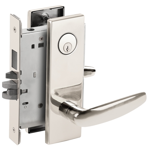 Faculty Restroom Mortise Lock C Keyway with 07 Lever and N Escutcheon Right Hand Bright Chrome Finish