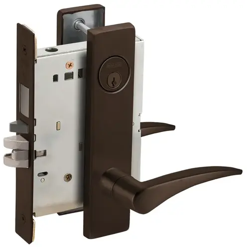 Right Hand Entry / Office with Deadbolt Mortise Lock with C Keyway with 12 Lever and L Escutcheon Aged Bronze Finish